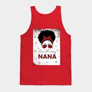 Bleached One Merry Nana Messy Bun Buffalo Leopard Christmas Tank Top